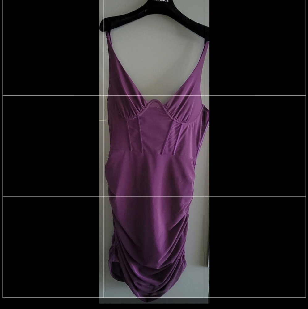 Oh polly purple Mesh Bodycon Ruched Corset Mini Dress 💜💜💜